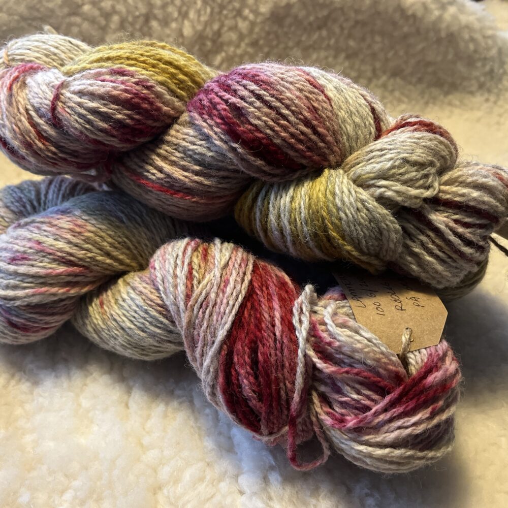 Plantefarvet specklesgarn pink og grøn