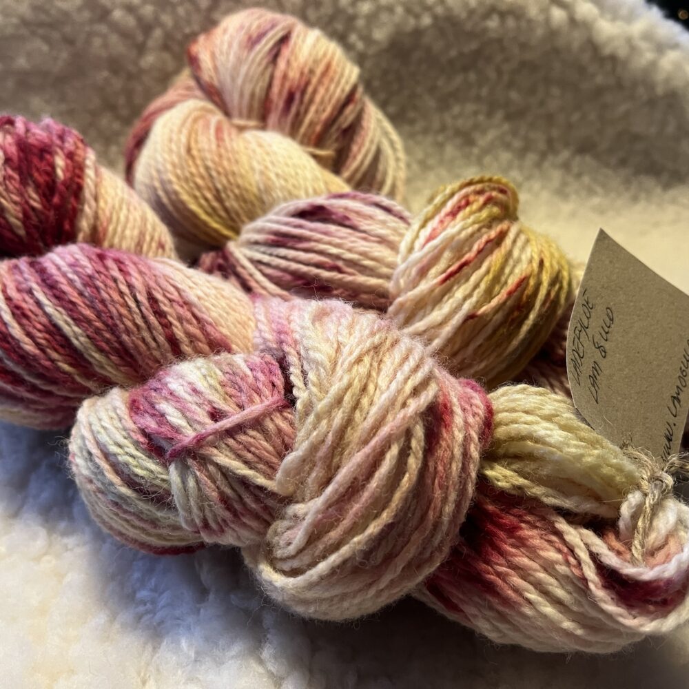 Plantefarvet Specklesgarn pink og gul